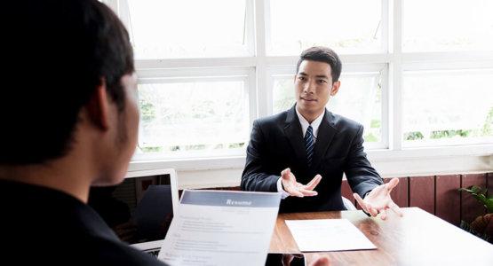 Man looking flustered during a job interview