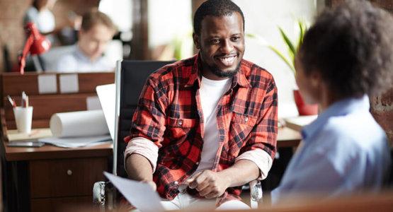 Interviewer smiling at potential cadidate for the job position