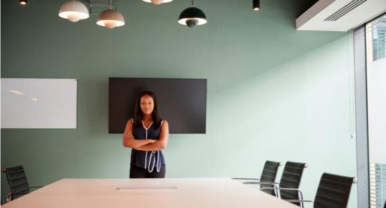 Woman looking confident in a conference room