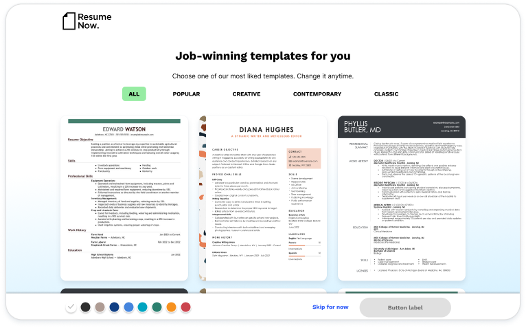 CV Choose Template Initial CV Choose Template Initial