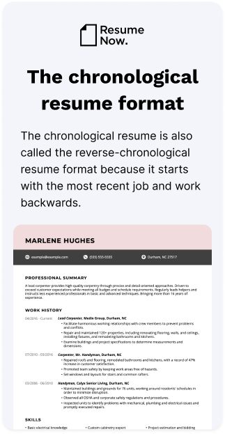 chronological resume format chronological resume format