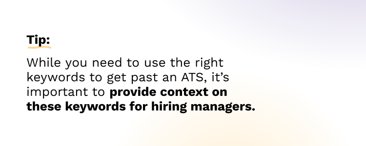 An ATS Tip: Use the right keywords to get past an ATS