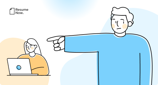 Illustration of a worker pointing blame at a coworker.