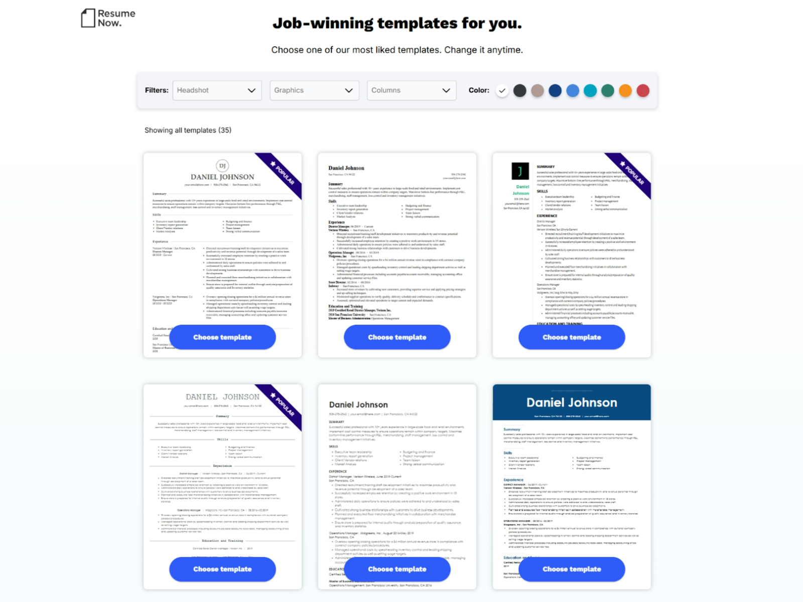 Choose one of Resume Now's unique job-winning resume templates. Choose one of Resume Now's unique job-winning resume templates.