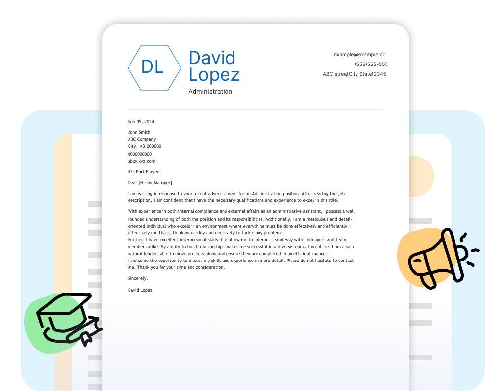 Cover letter template hero banner