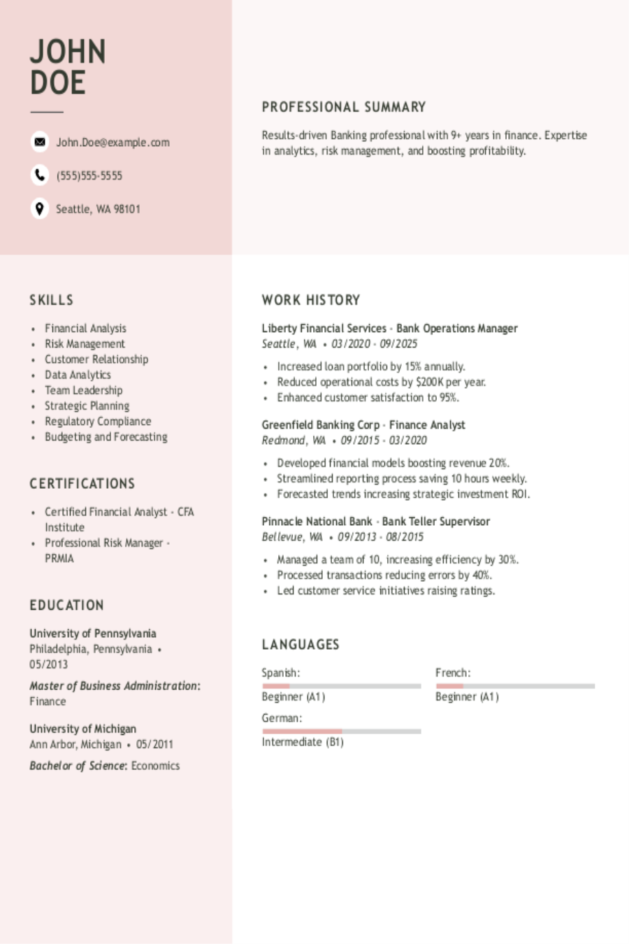 Banking Resume: Examples & Templates Banking Resume: Examples & Templates