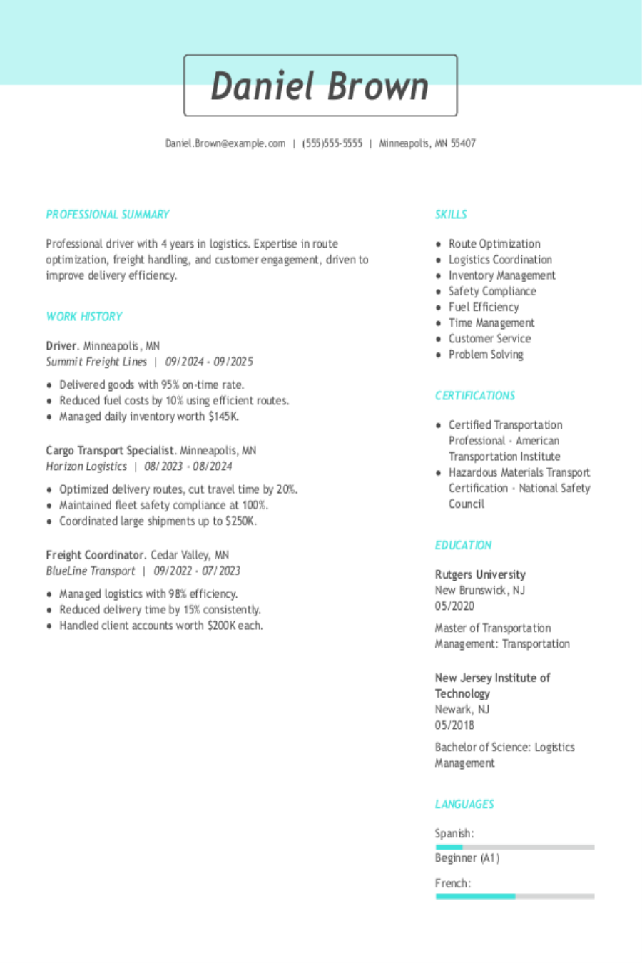 Driving Resume: Examples & Templates Driving Resume: Examples & Templates