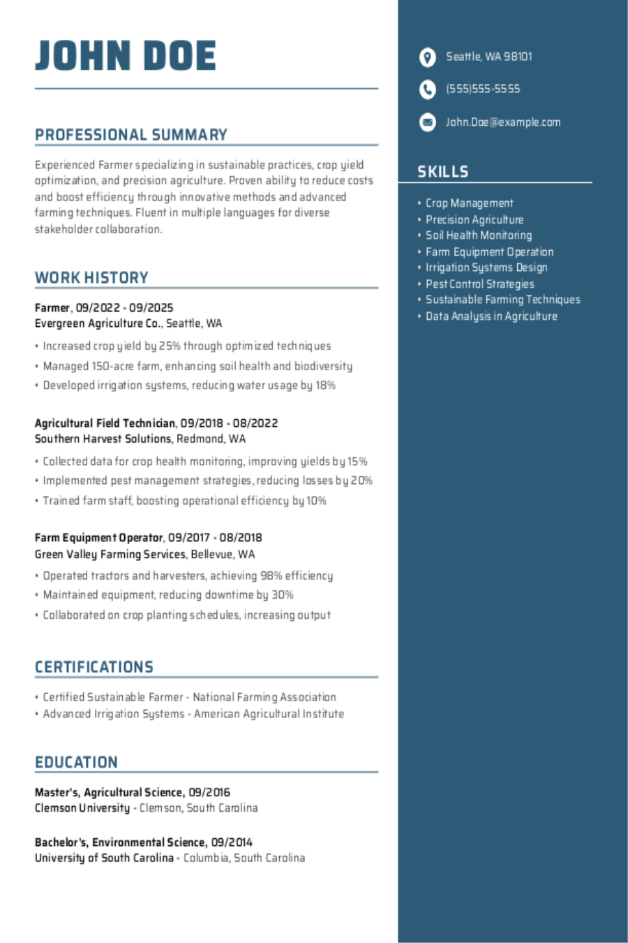 Farmer Resume: Examples & Templates Farmer Resume: Examples & Templates
