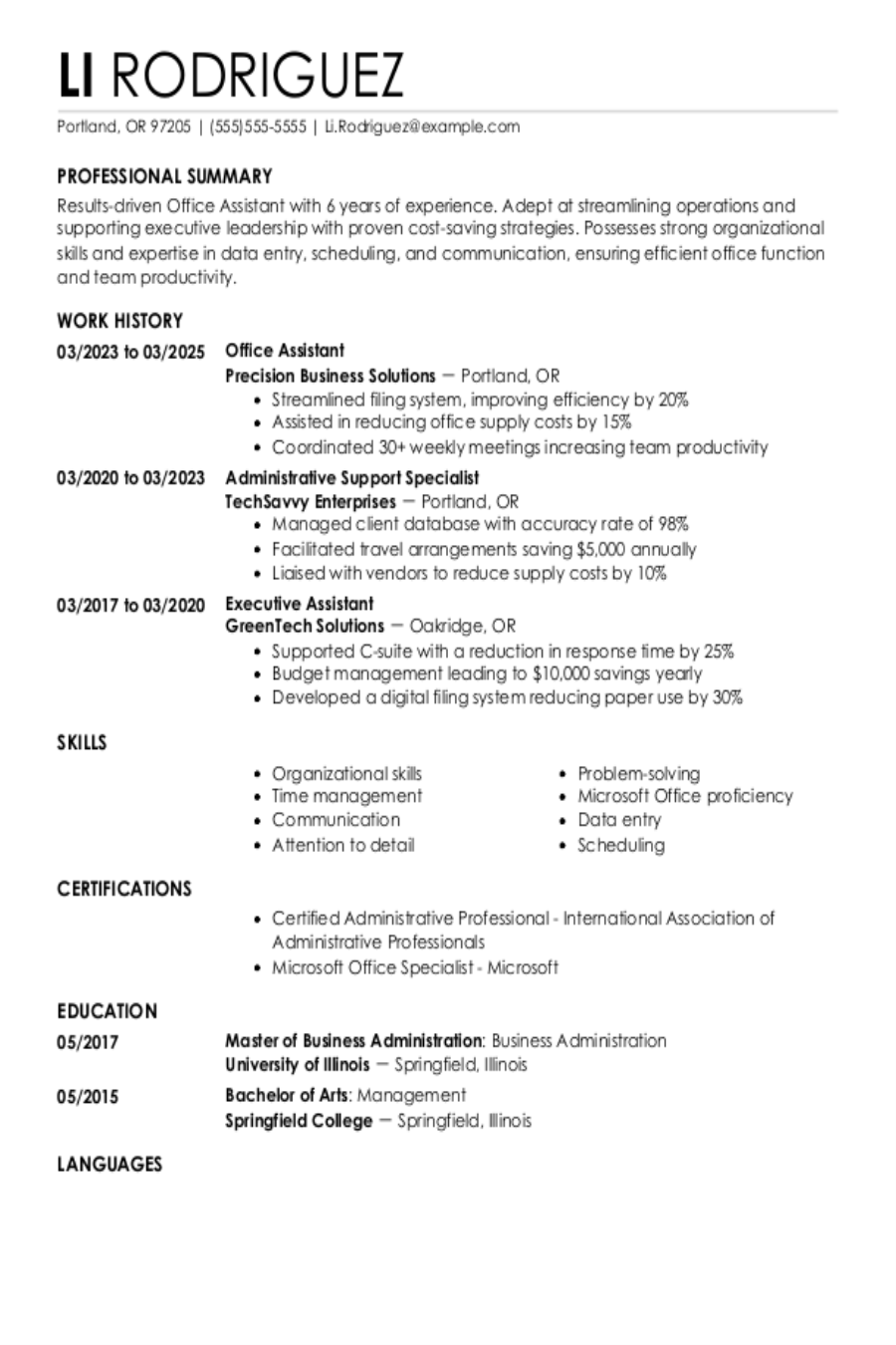 Office Assistant Resume: Examples & Templates Office Assistant Resume: Examples & Templates