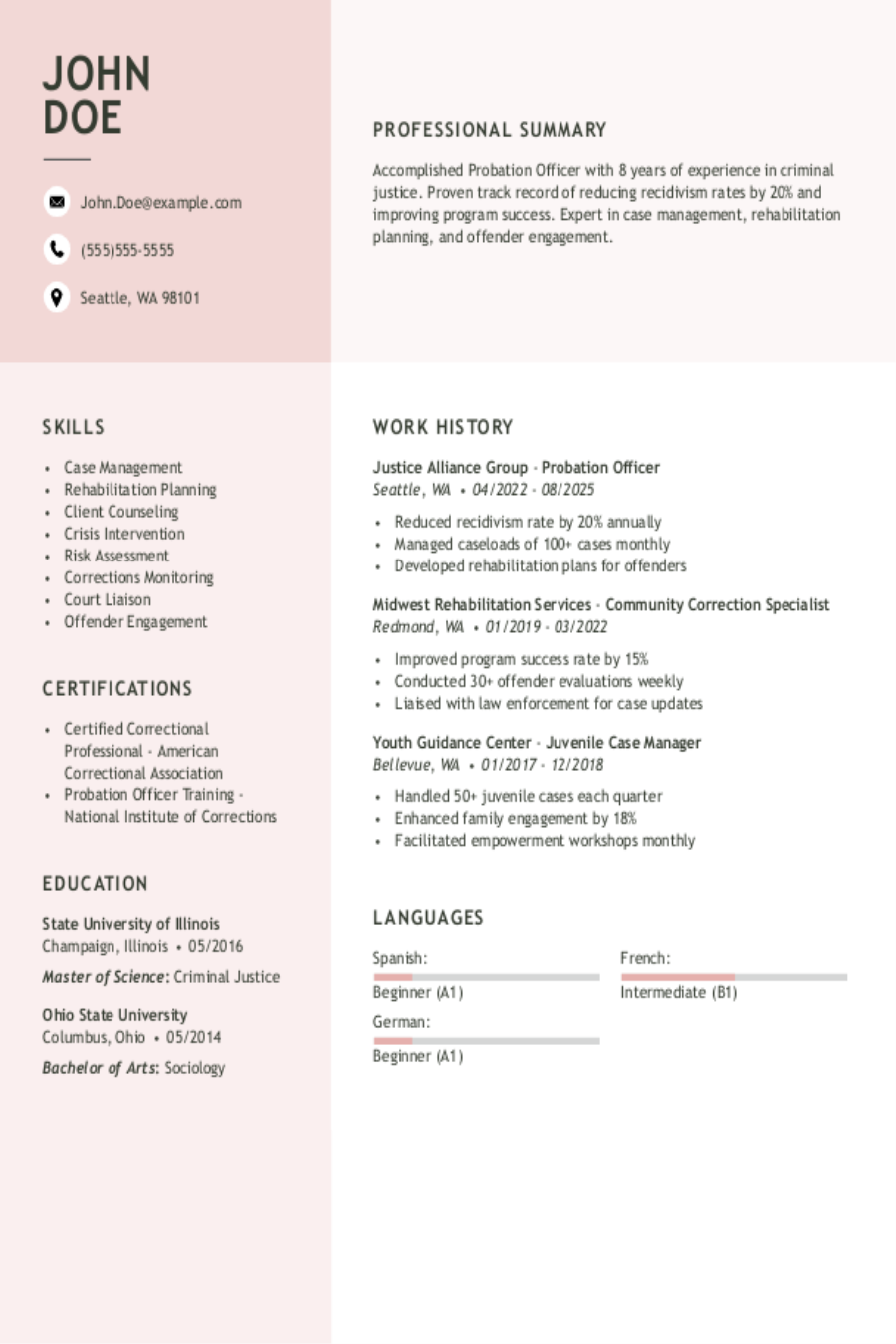 Probation Officer Resume: Examples & Templates Probation Officer Resume: Examples & Templates