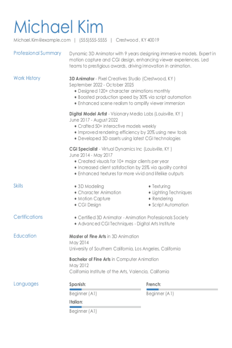Animation Resume: Examples, Templates and Tips  Animation Resume: Examples, Templates and Tips