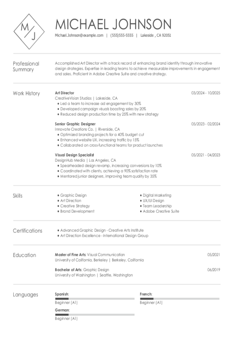 Art Director Resume: Examples, Templates and Tips Art Director Resume: Examples, Templates and Tips