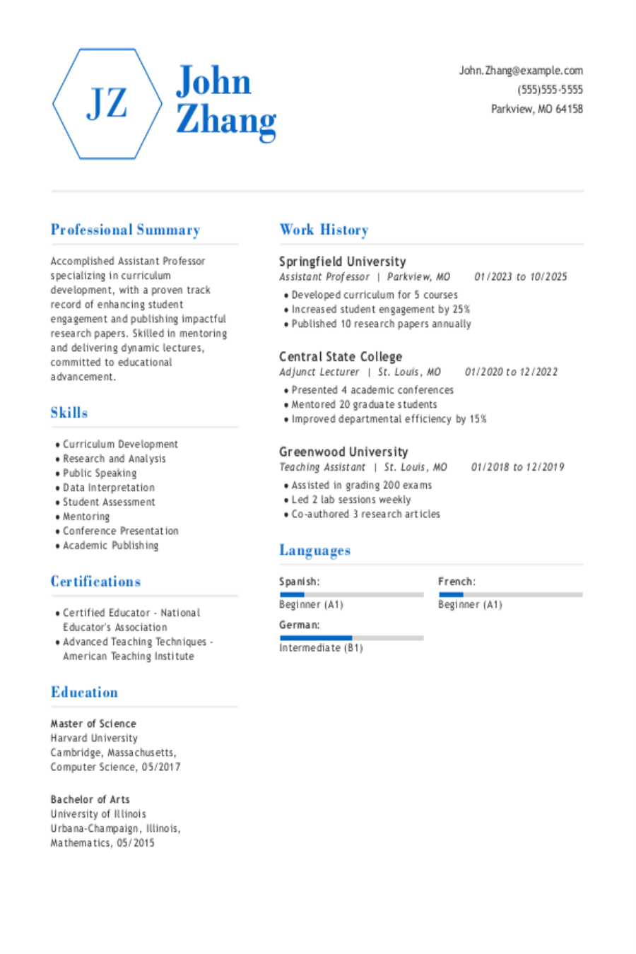 Assistant Professor Resume: Examples, Templates & Tips for 2025 Assistant Professor Resume: Examples, Templates & Tips for 2025