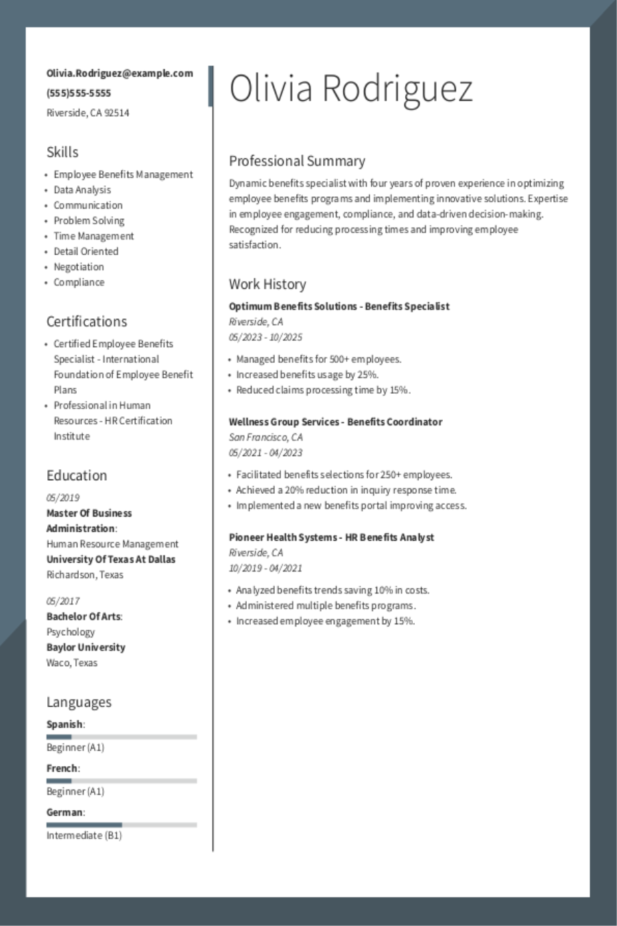 Benefits Specialist Resume Sample Benefits Specialist Resume Sample