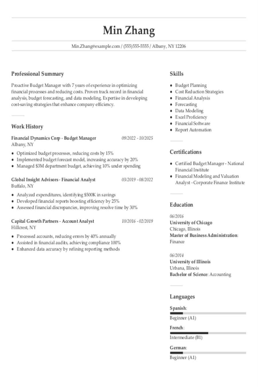 Budget Manager Resume Example Budget Manager Resume Example