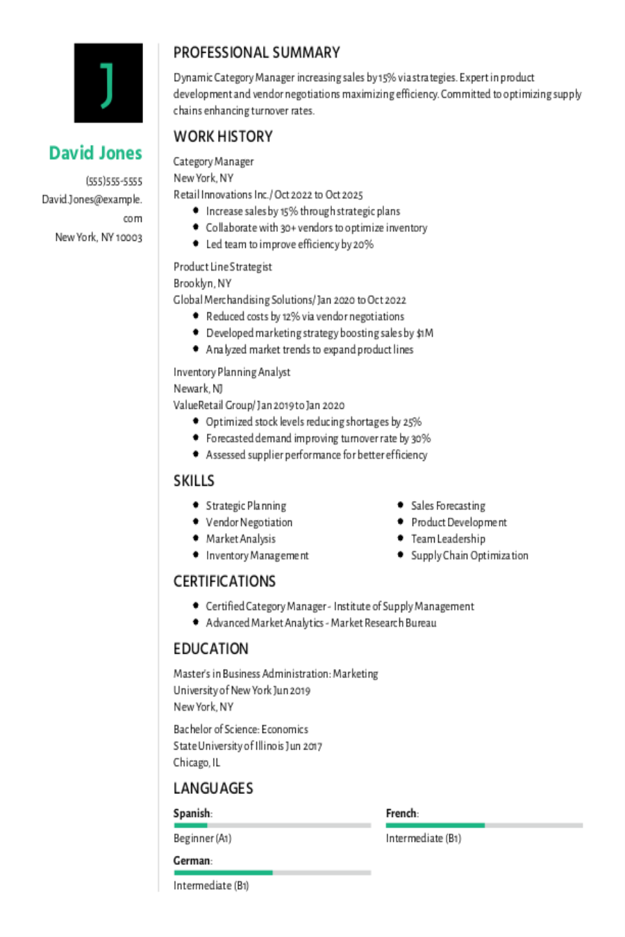 Category Manager Resume Example Category Manager Resume Example