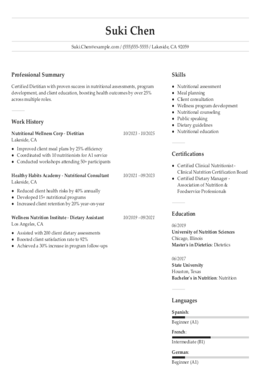 Dietician Resume: Examples, Templates & Tips Dietician Resume: Examples, Templates & Tips