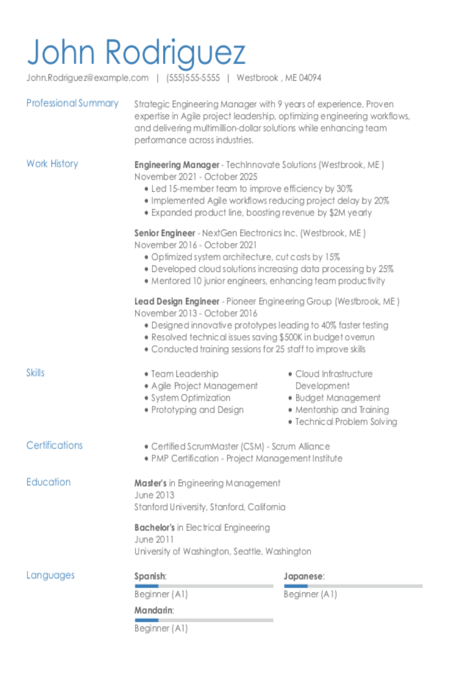 Engineering Manager Resume: Examples, Templates & Tips for 2025 Engineering Manager Resume: Examples, Templates & Tips for 2025