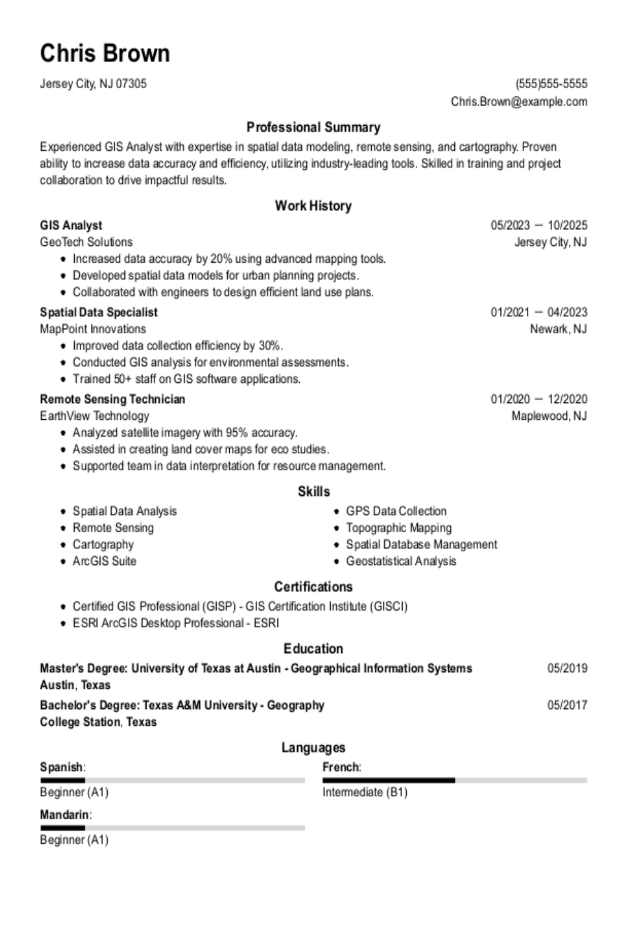 GIS Analyst Resume Example GIS Analyst Resume Example