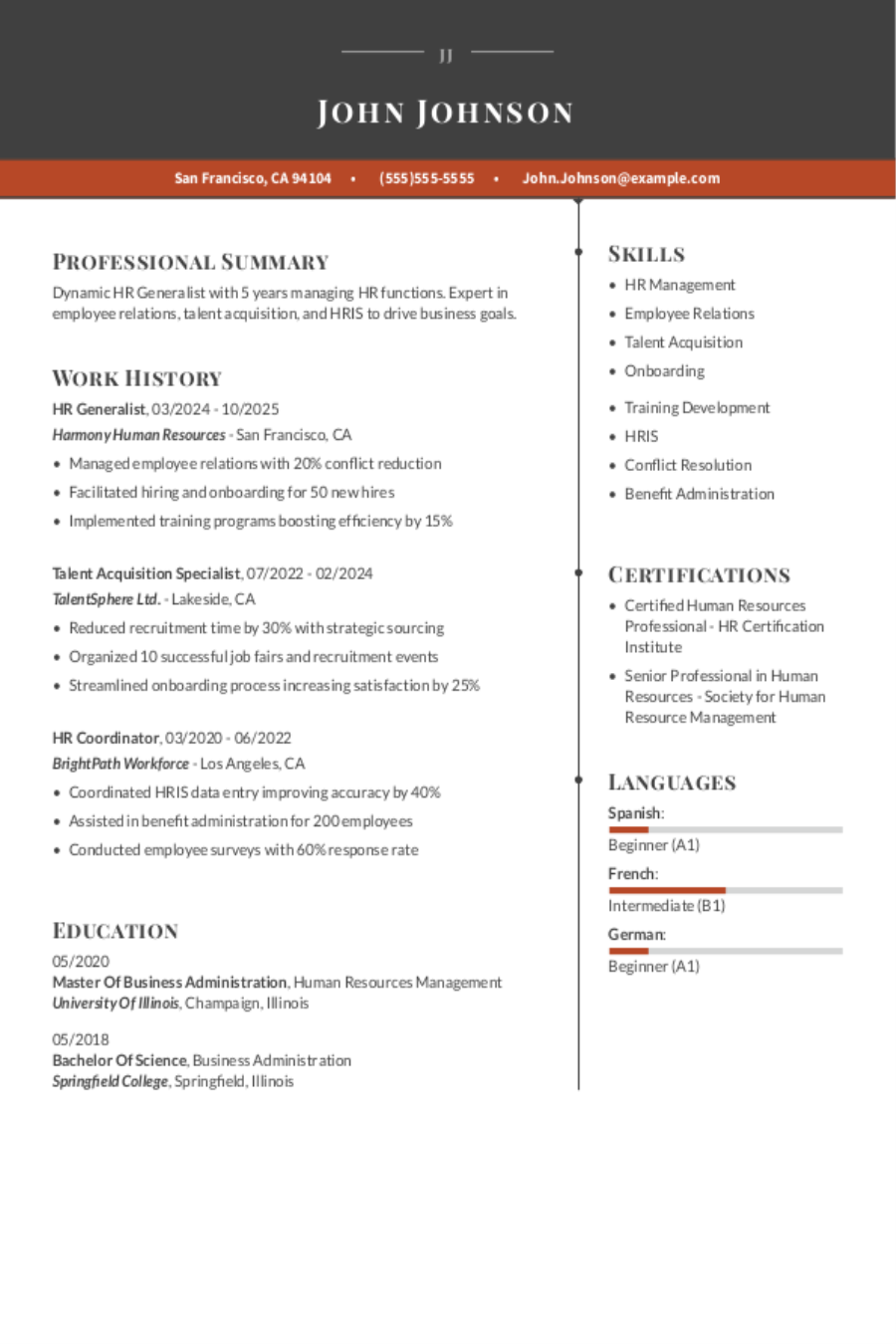 HR Generalist Resume: Examples, Templates and Tips HR Generalist Resume: Examples, Templates and Tips