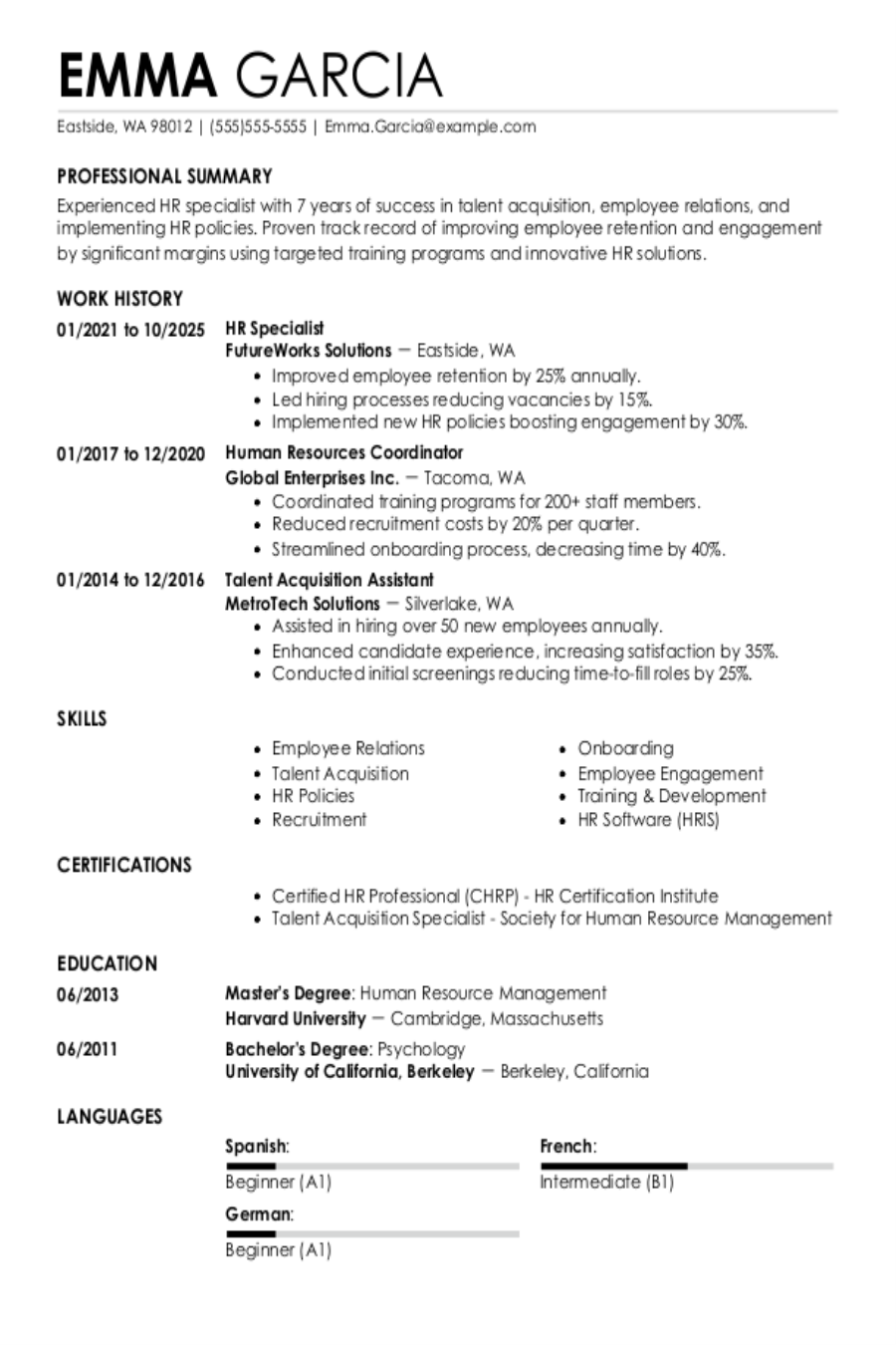 HR Specialist Resume: Examples, Templates & Tips for 2025 HR Specialist Resume: Examples, Templates & Tips for 2025