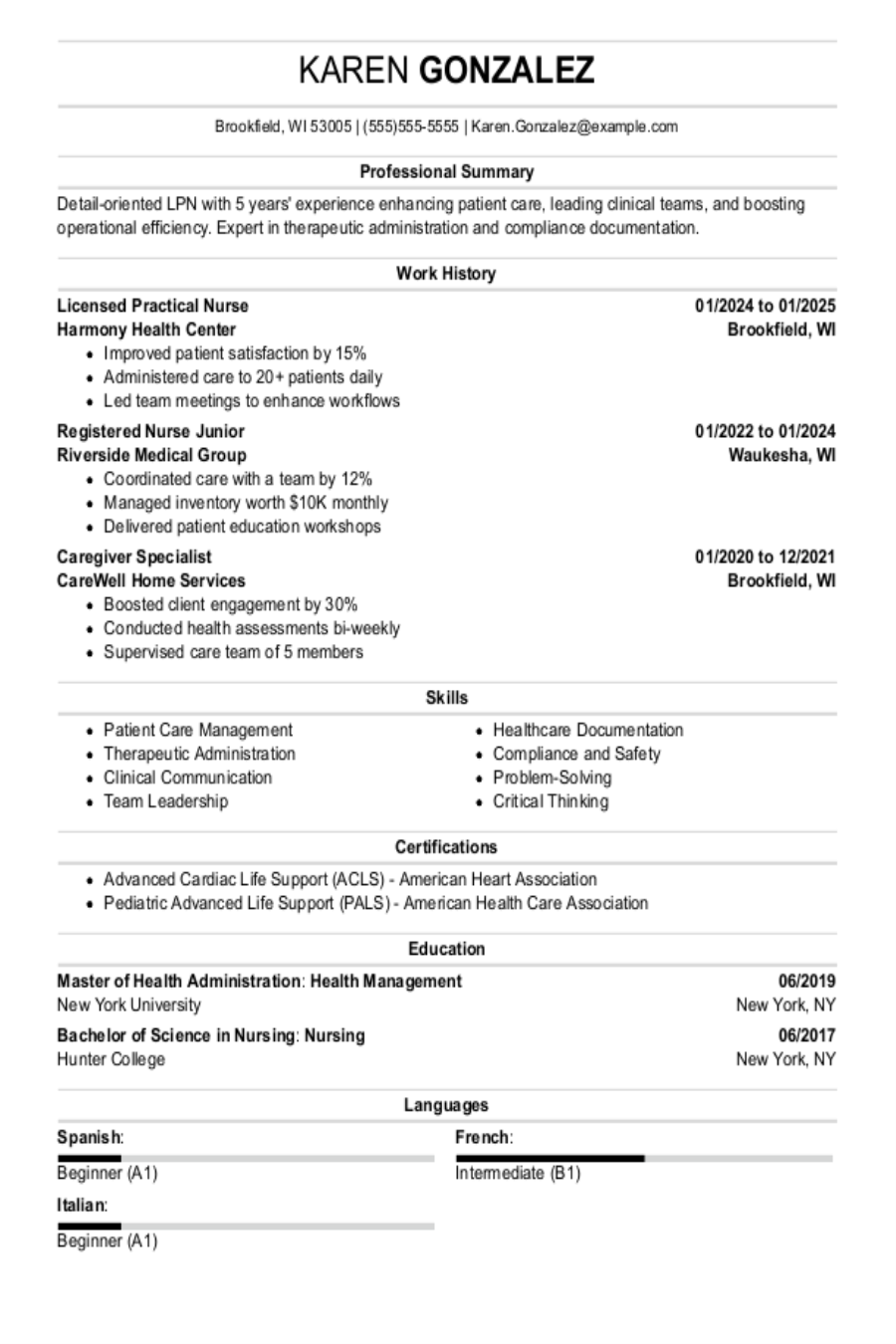 LPN Resume: Examples, Templates & Tips for 2025 LPN Resume: Examples, Templates & Tips for 2025