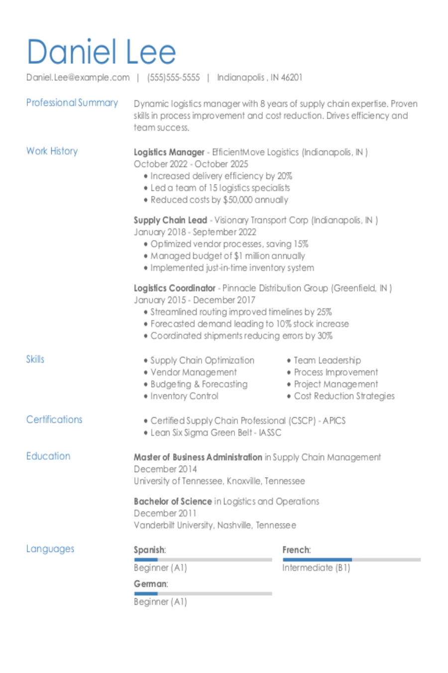 Logistics Manager Resume: Examples & Templates Logistics Manager Resume: Examples & Templates