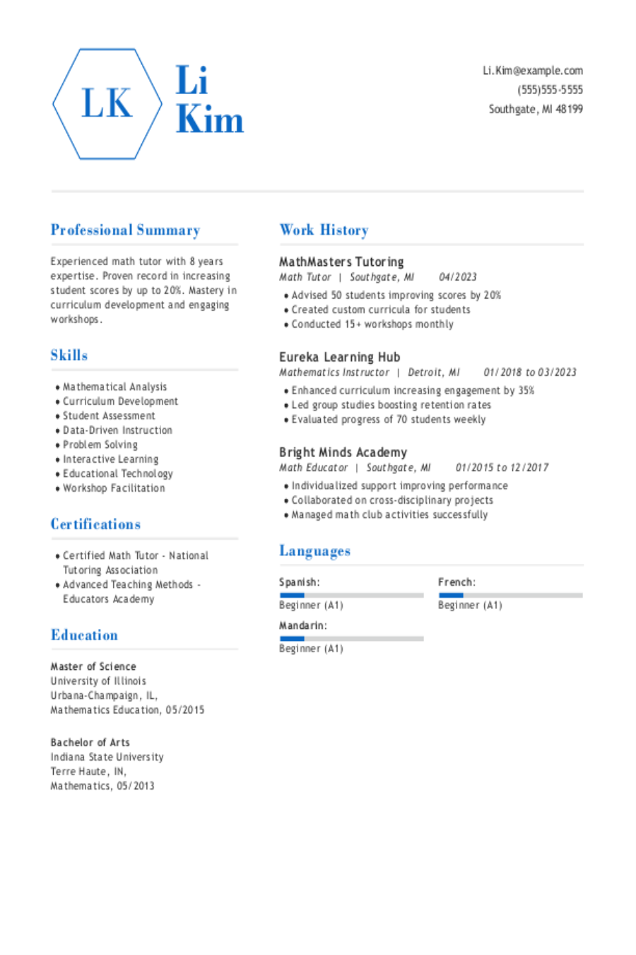 Math Tutor Resume: Examples, Templates & Tips for 2025 Math Tutor Resume: Examples, Templates & Tips for 2025