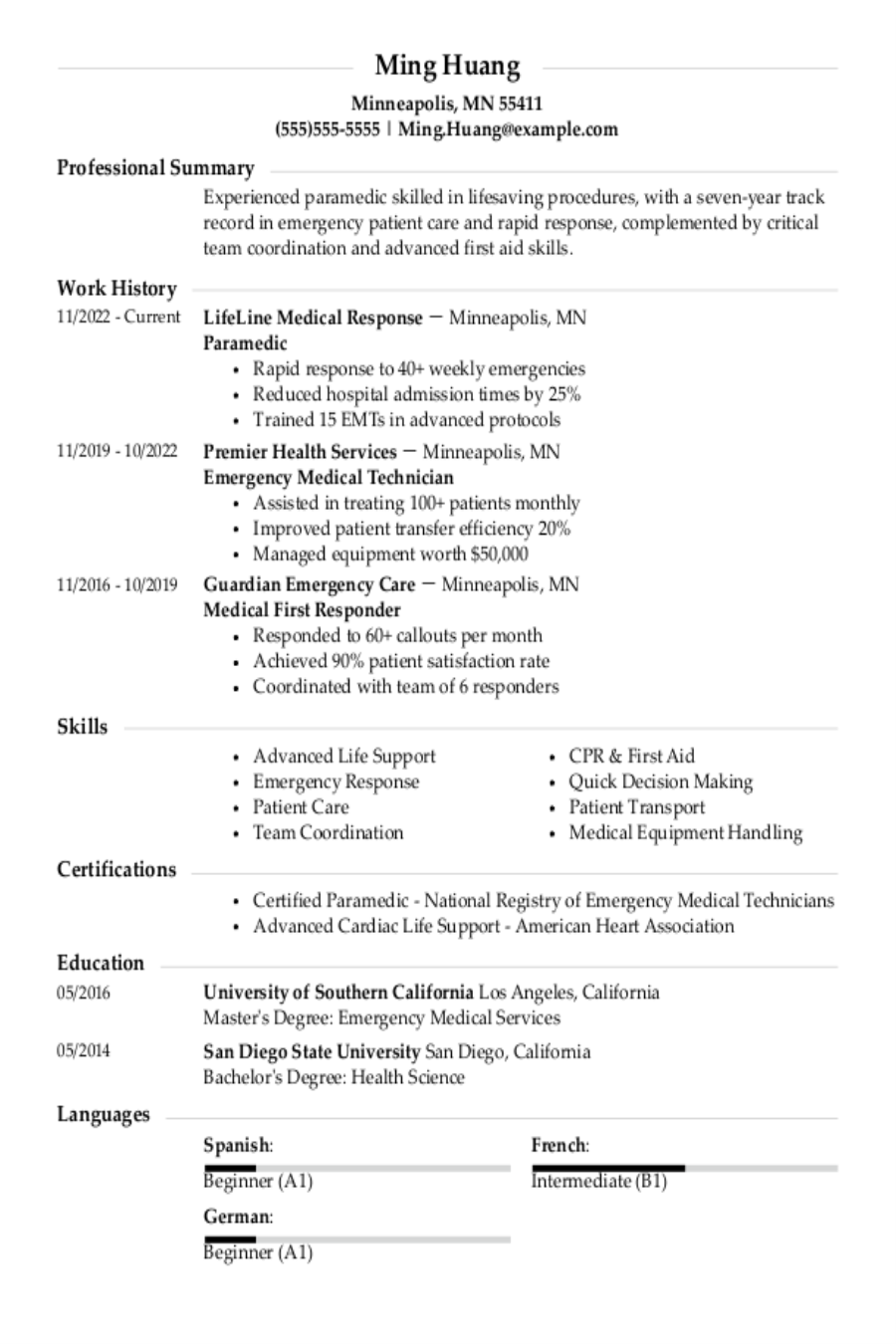 Paramedic Resume: Examples & Templates Paramedic Resume: Examples & Templates