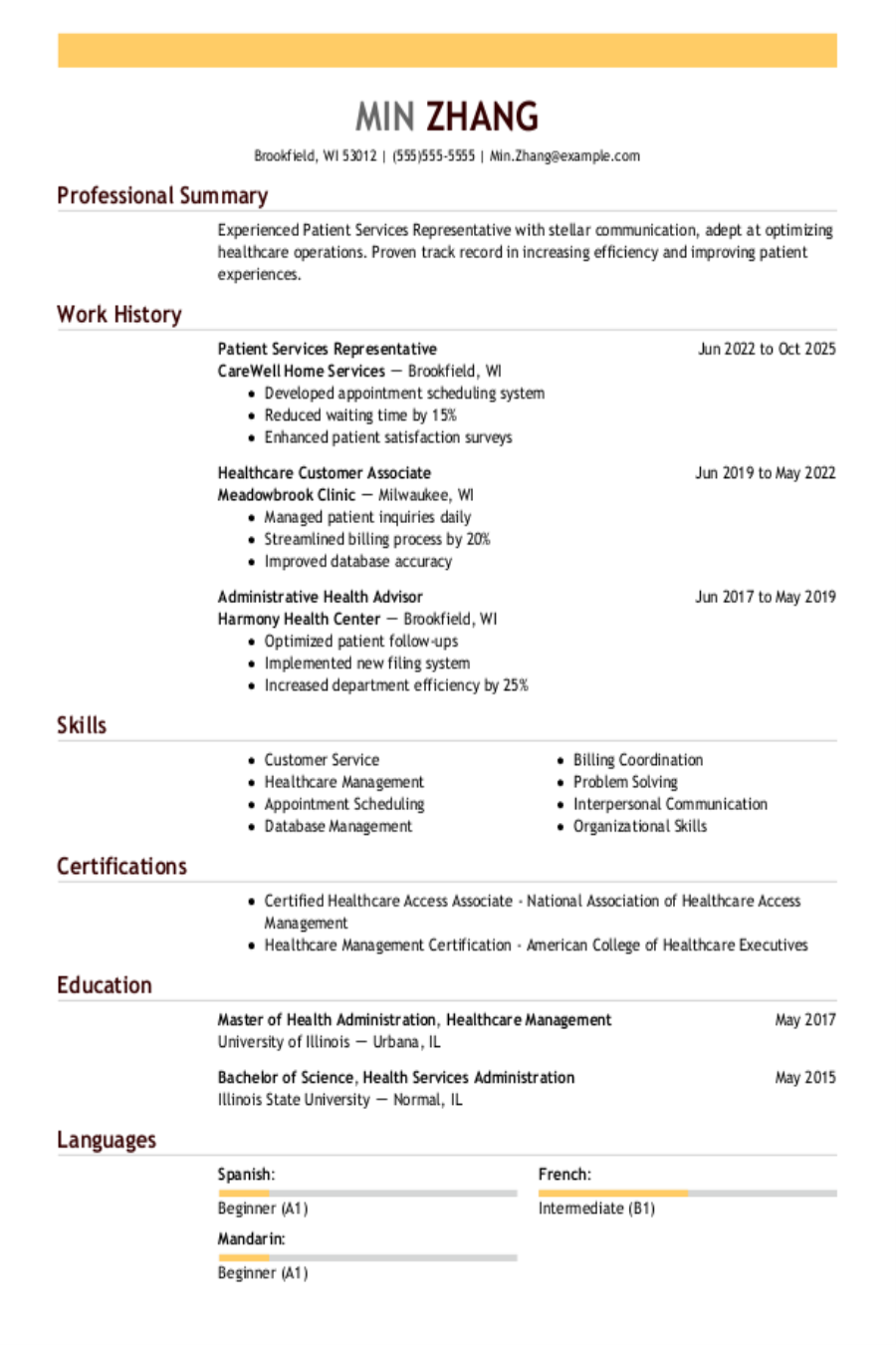Patient Service Representative Resume: Examples, Templates & Tips for 2025 Patient Service Representative Resume: Examples, Templates & Tips for 2025