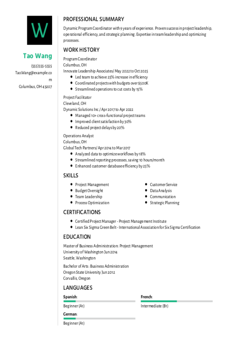 Program Coordinator Resume: Examples, Template & Skills Program Coordinator Resume: Examples, Template & Skills