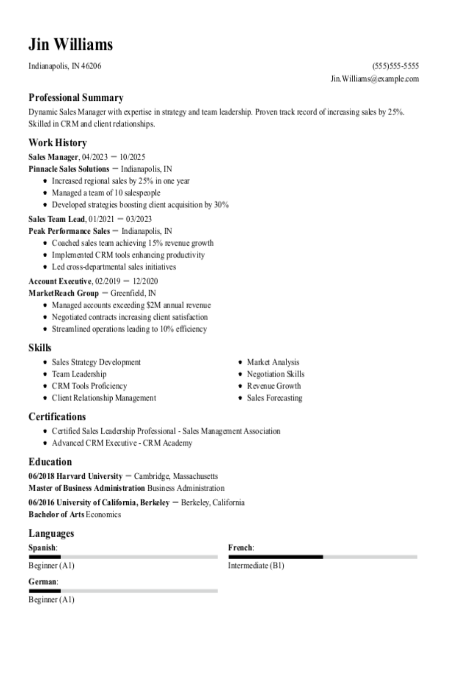 Sales Manager Resume: Examples & Templates Sales Manager Resume: Examples & Templates