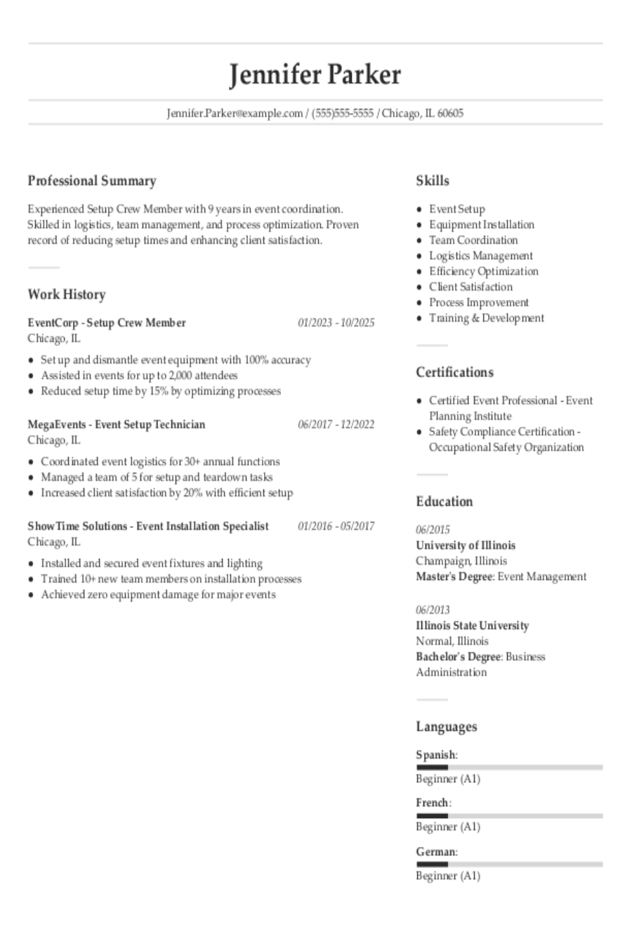 Event Setup Resume: Examples, Templates & Tips for 2025 Event Setup Resume: Examples, Templates & Tips for 2025