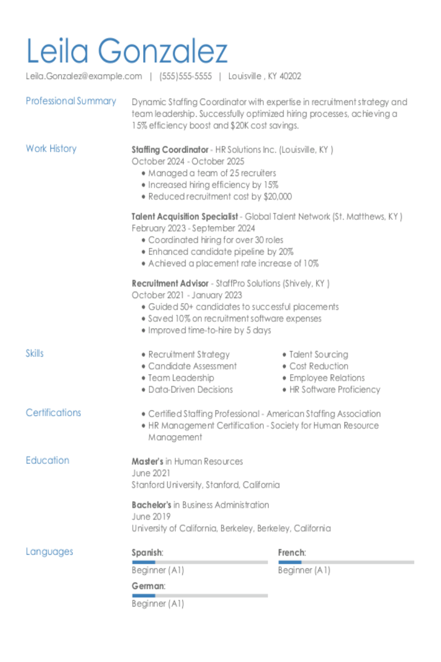 Staffing Coordinator Resume Example Staffing Coordinator Resume Example