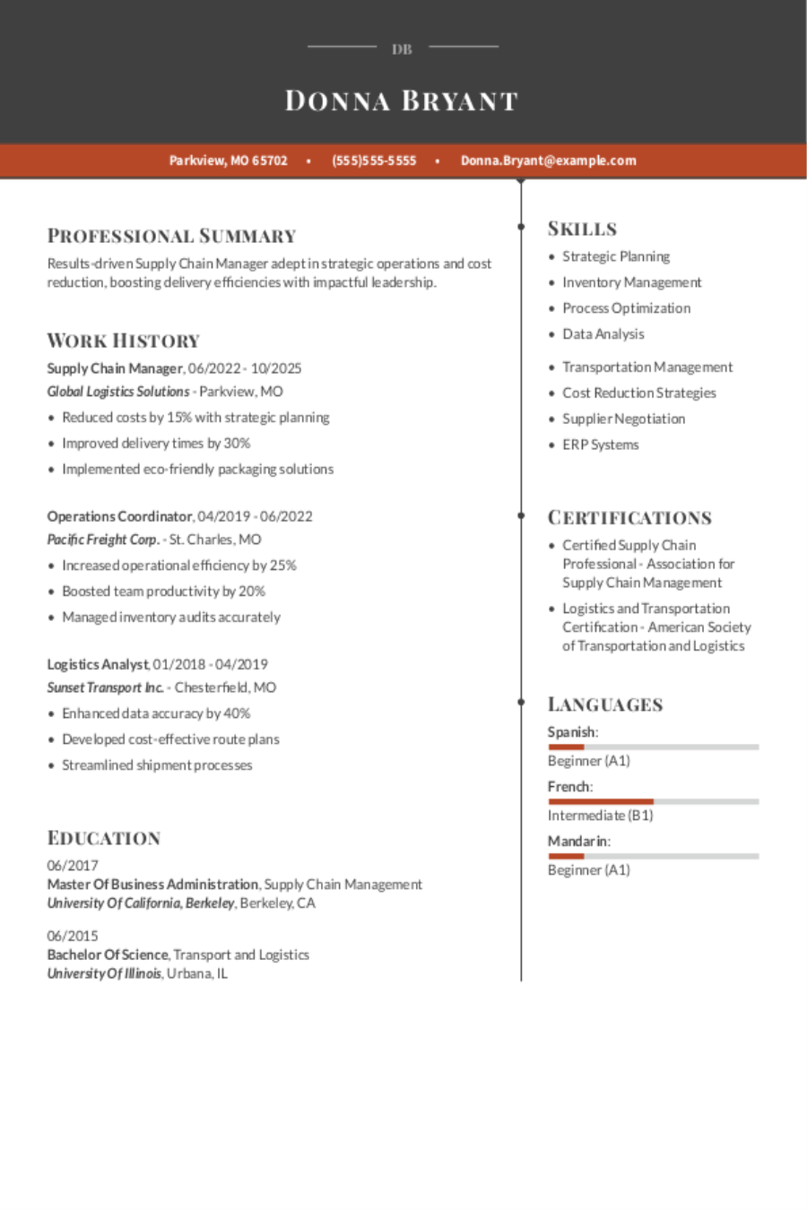 Supply Chain Manager Resume: Examples, Templates and Tips Supply Chain Manager Resume: Examples, Templates and Tips