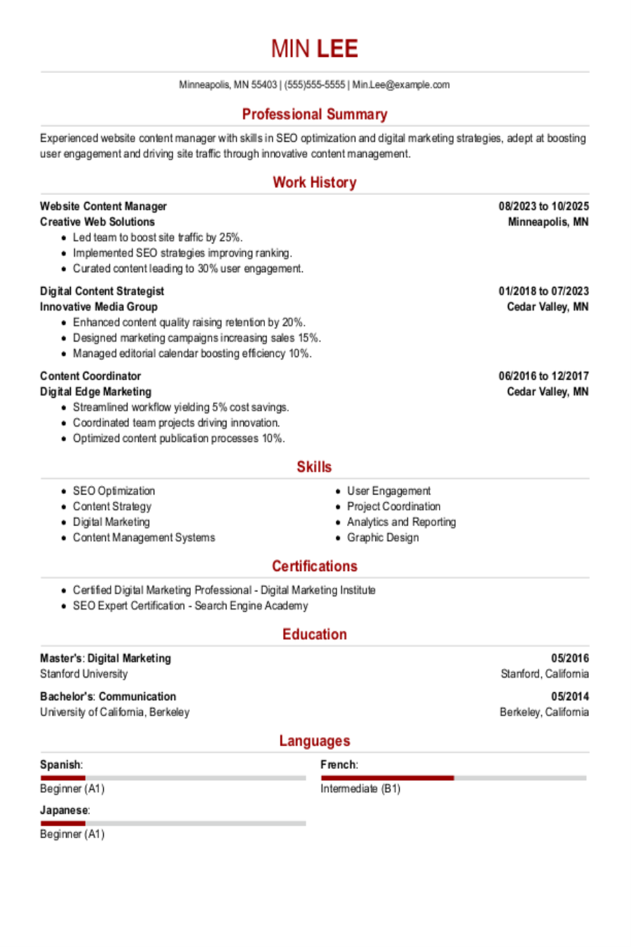 Website Content Administrator Resume Example Website Content Administrator Resume Example