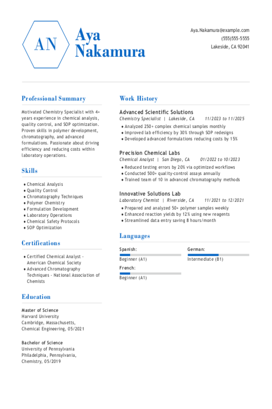 Chemistry Resume: Examples, Templates & Tips Chemistry Resume: Examples, Templates & Tips