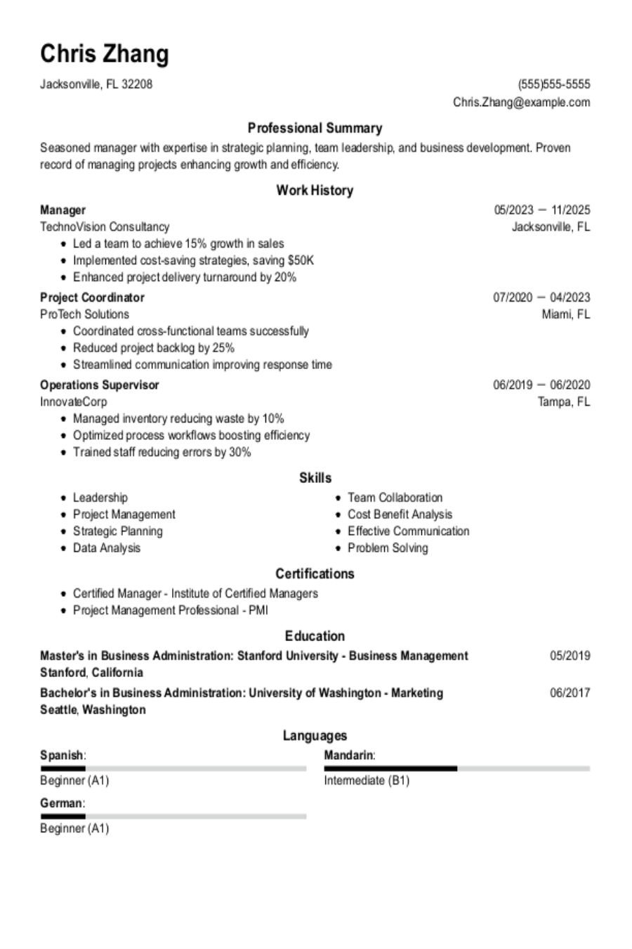 Manager Resume: Examples, Templates & Tips for 2025 Manager Resume: Examples, Templates & Tips for 2025
