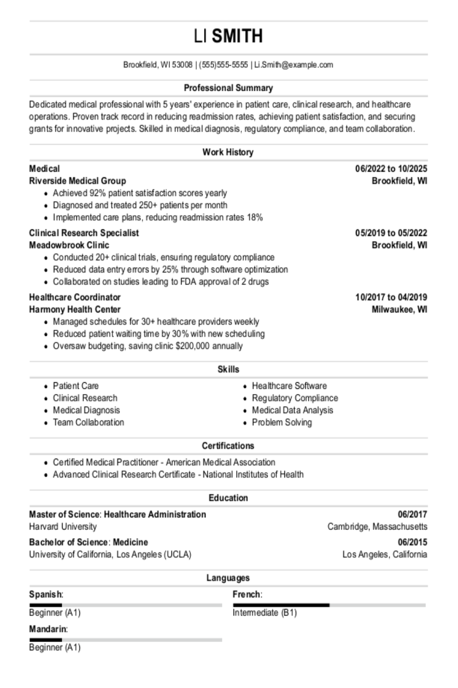 Medical Resume: Examples, Templates & Tips Medical Resume: Examples, Templates & Tips