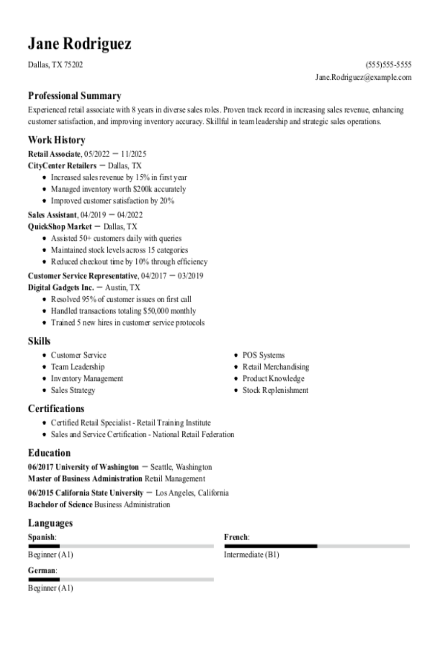 Retail Resume: Examples, Templates & Tips Retail Resume: Examples, Templates & Tips