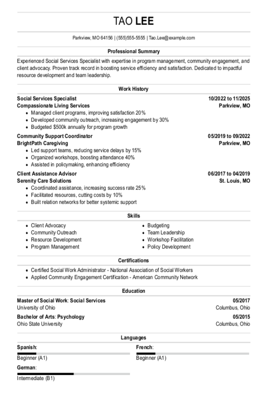 Social Work Resume: Examples, Templates & Tips Social Work Resume: Examples, Templates & Tips