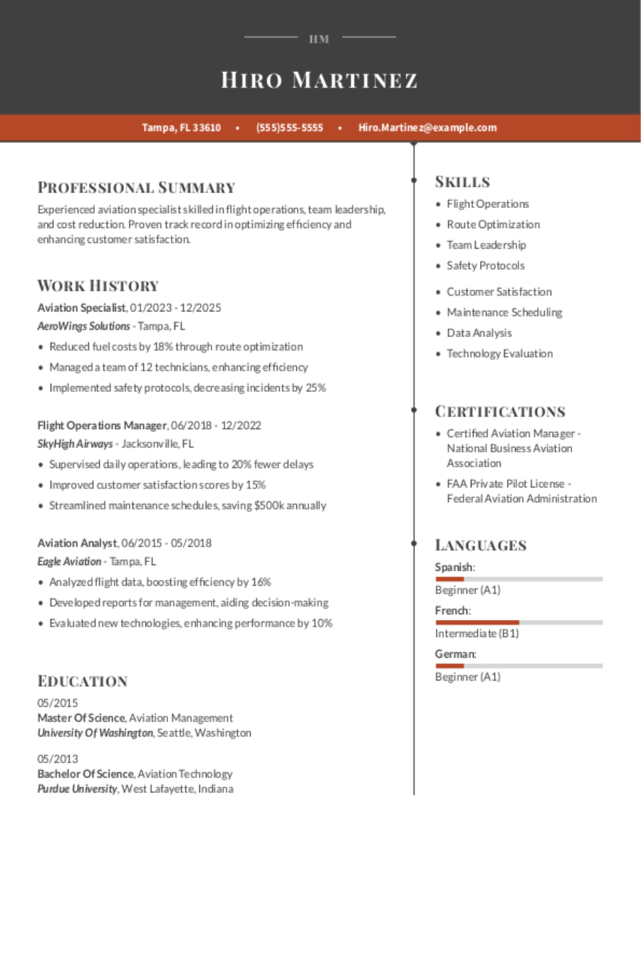Aviation Resume: Examples & Templates Aviation Resume: Examples & Templates