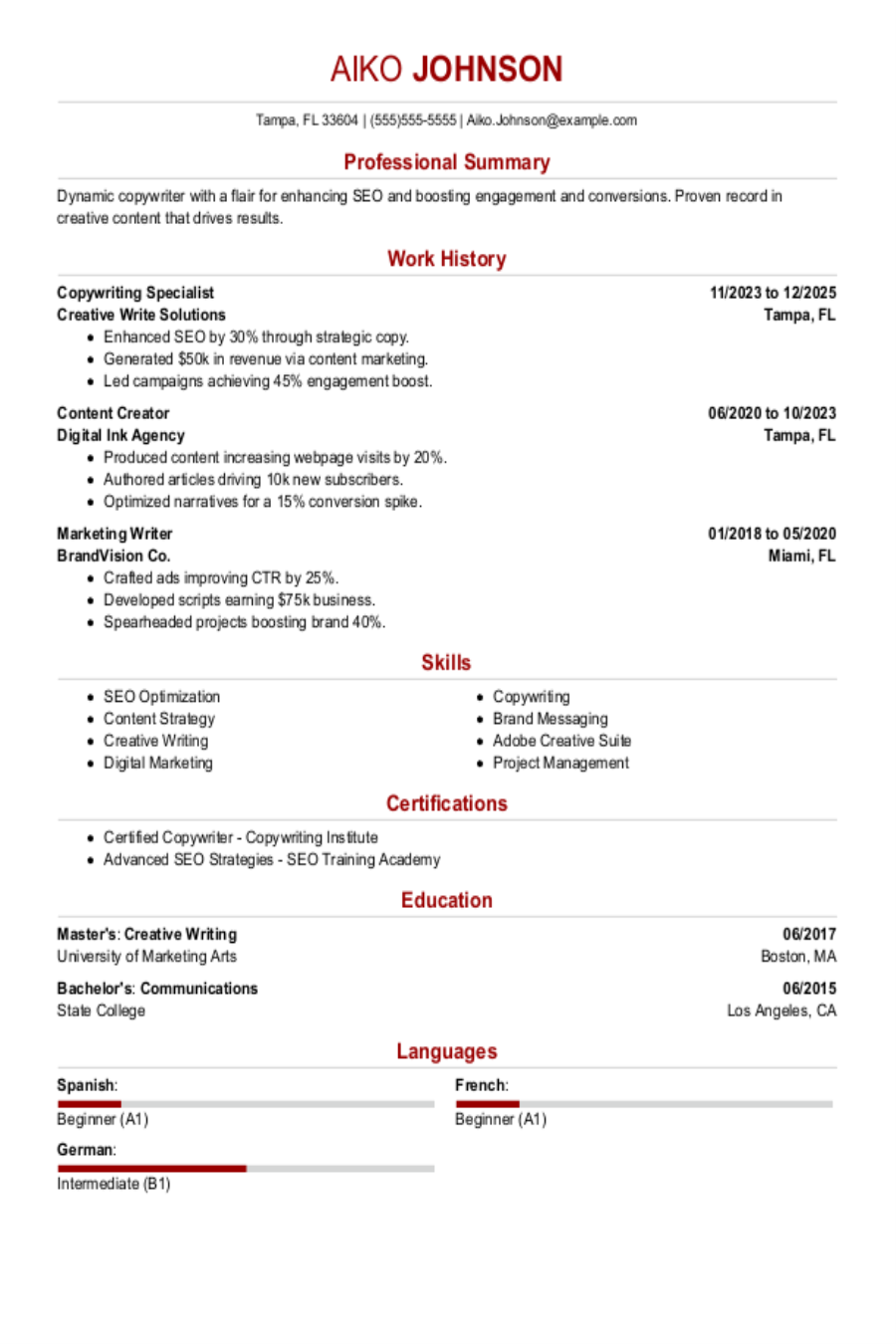 Interview-winning Copywriting Resumes Examples and Tips Interview-winning Copywriting Resumes Examples and Tips
