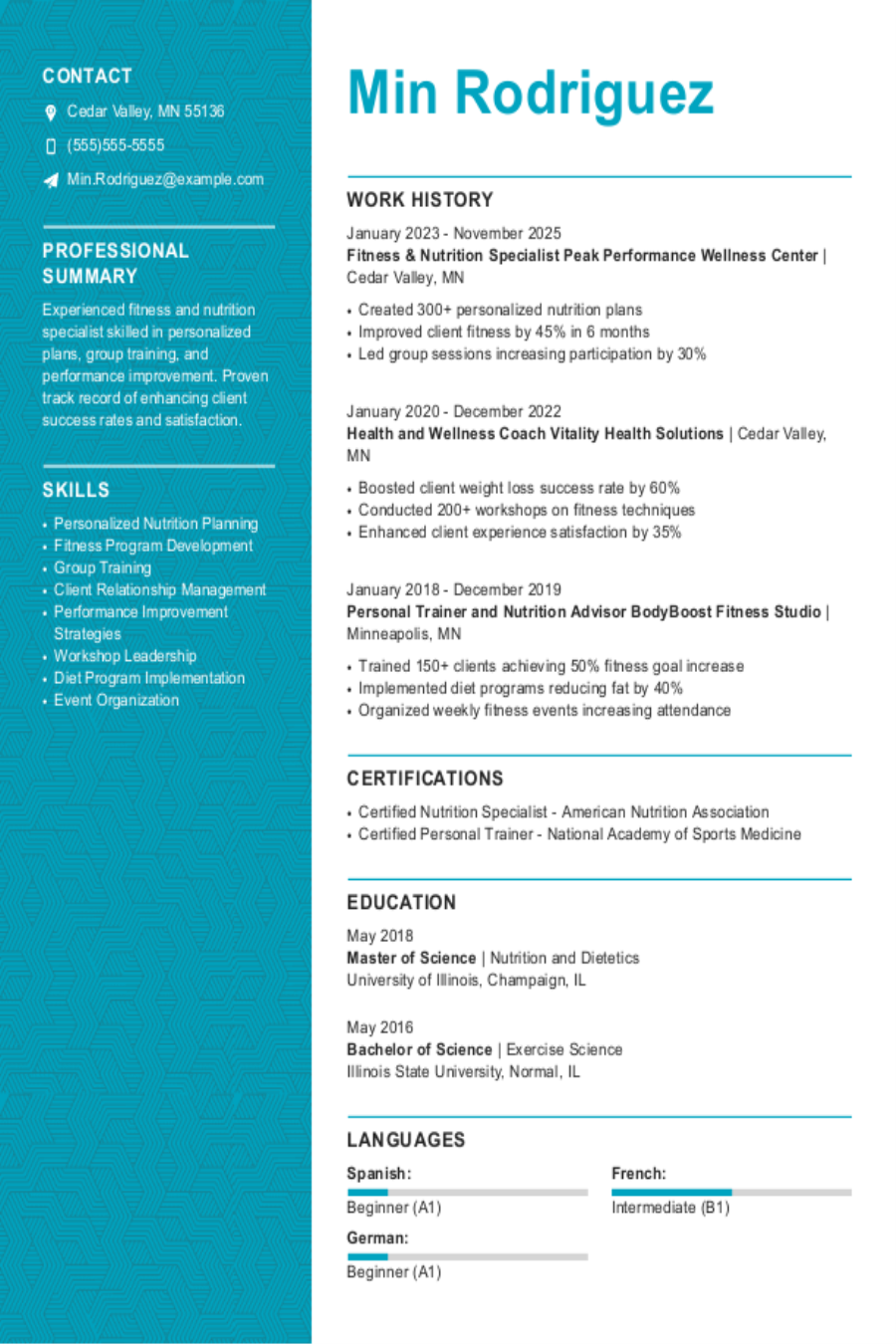 Interview-Winning Fitness and Nutrition Resumes Examples and Tips Interview-Winning Fitness and Nutrition Resumes Examples and Tips