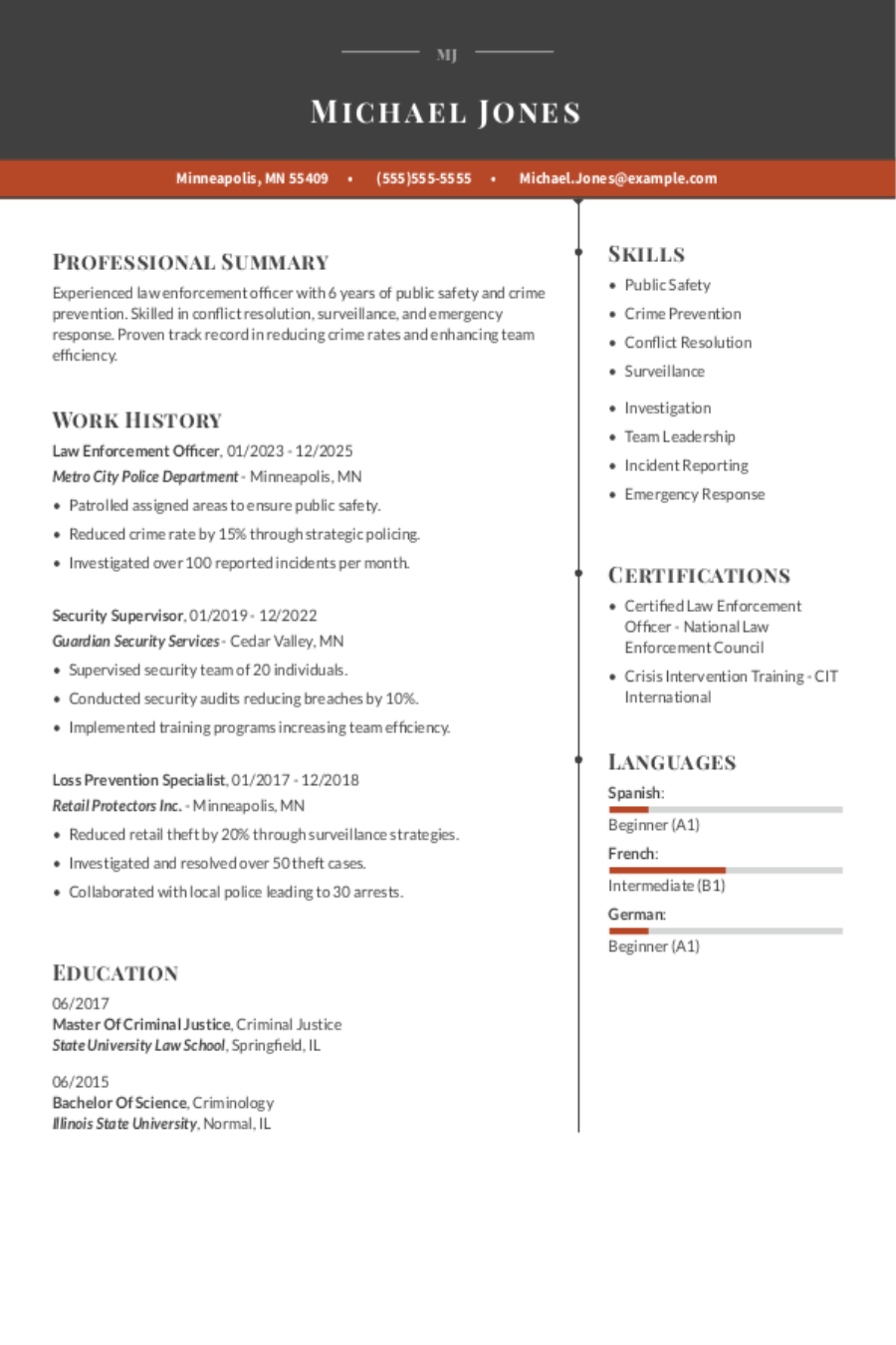 Law Enforcement Resume: Examples & Templates Law Enforcement Resume: Examples & Templates