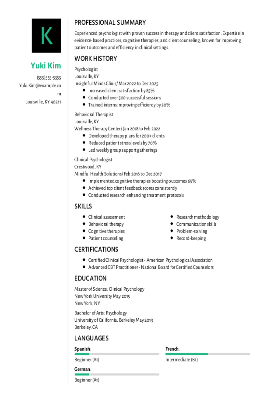 Psychology Resume: Examples, Templates and Tips Psychology Resume: Examples, Templates and Tips