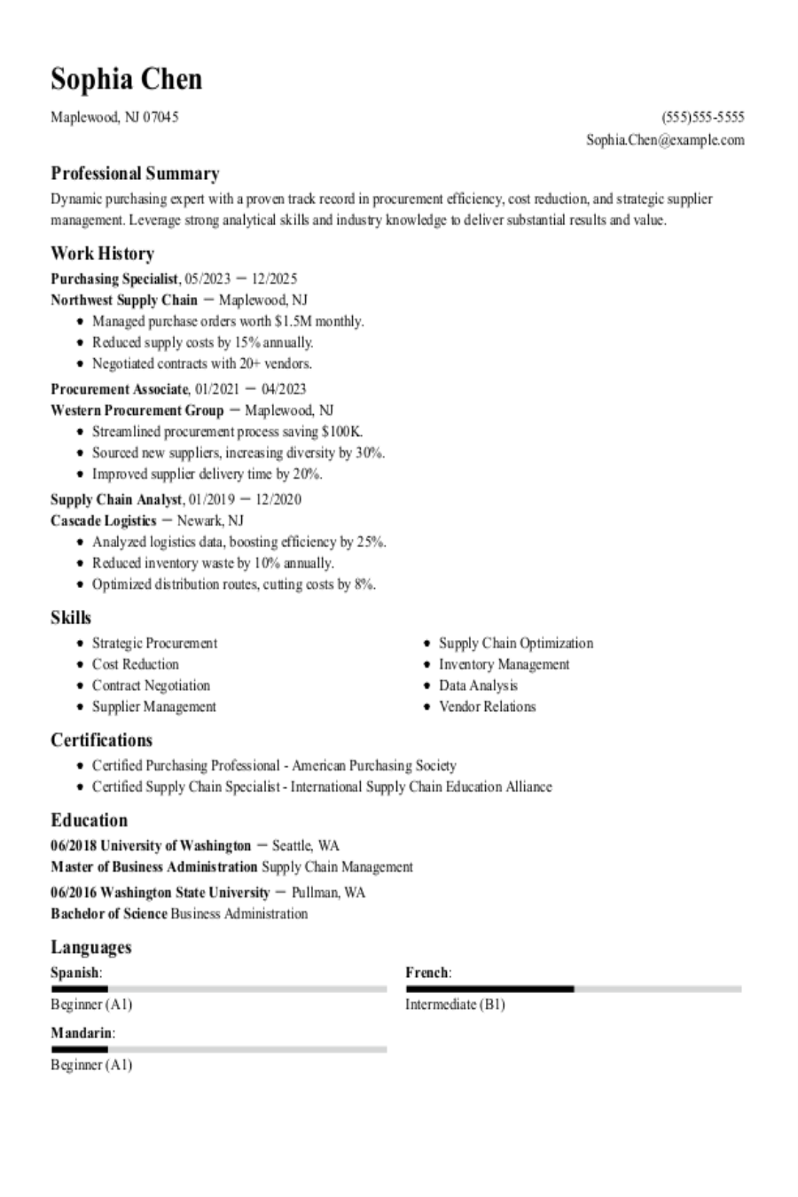 Purchasing Resume: Examples & Templates Purchasing Resume: Examples & Templates