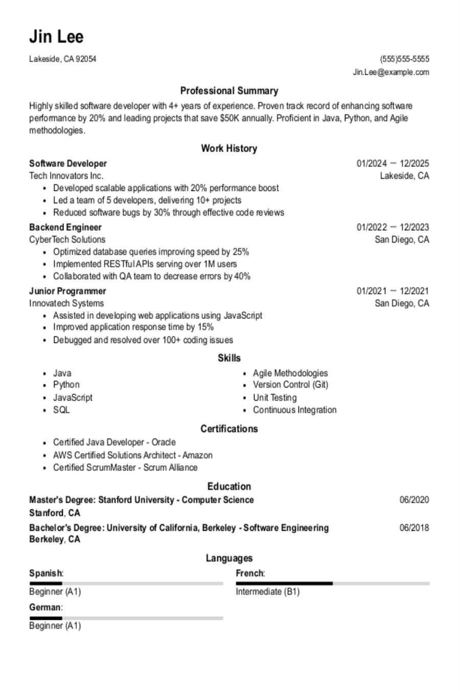 Software Developer Resume: Examples & Templates Software Developer Resume: Examples & Templates