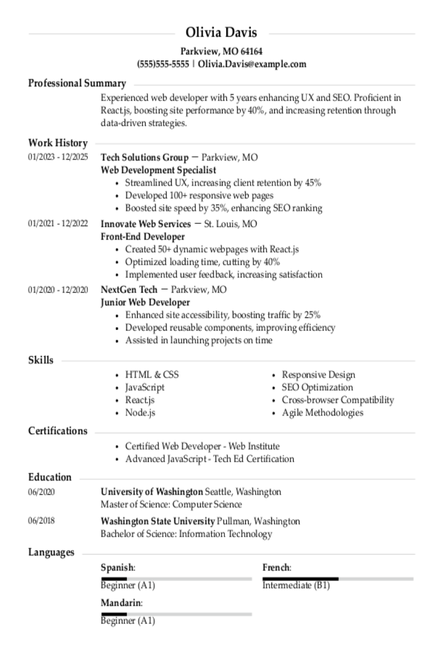Web Development Resume: Examples & Templates Web Development Resume: Examples & Templates